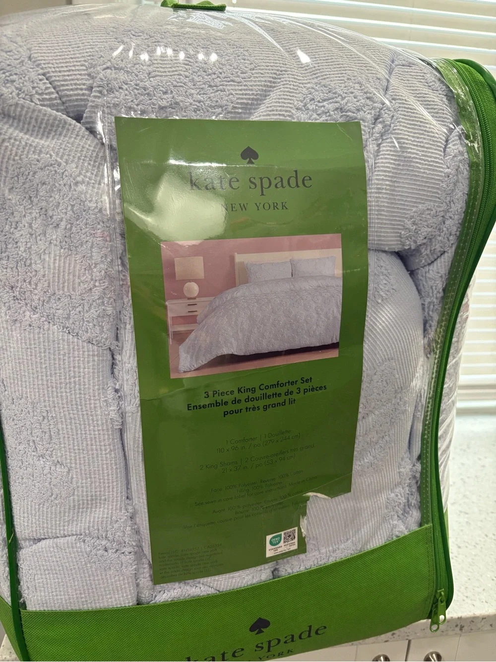 NEW Kate Spade Pop Floral in Light Morning Glory 3 piece King Comforter Set